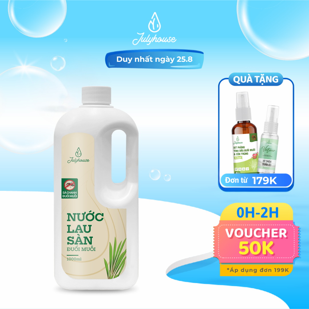 Nước lau sàn nhà đuổi muỗi tinh dầu sả chanh 1000ml julyhouse