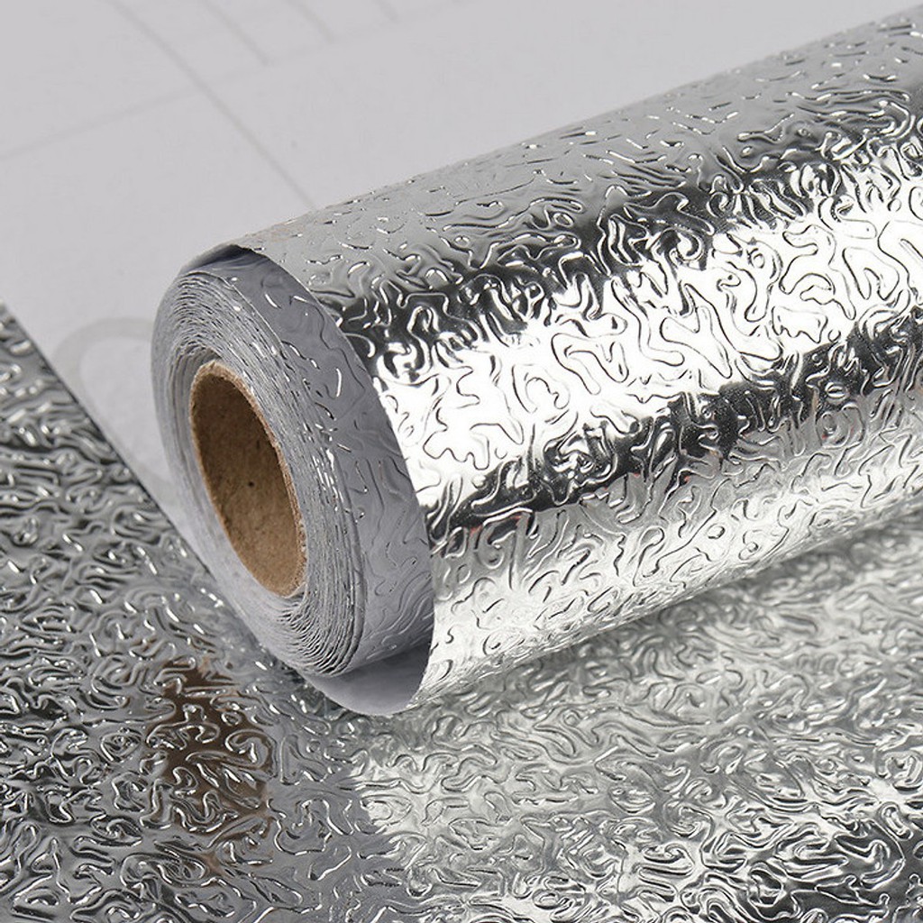 Cuộn giấy nhôm dán bếp cách nhiệt giấy bạc dán bếp tráng nhôm cách nhiệtDecal dán bếp cuộn