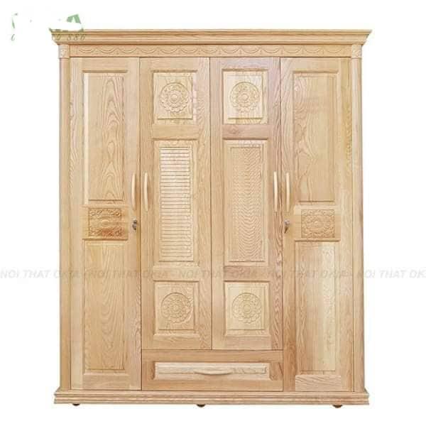 [Trả góp 0%] Tủ quần áo gỗ sồi 4 cánh 1m8 hàng cao cấp