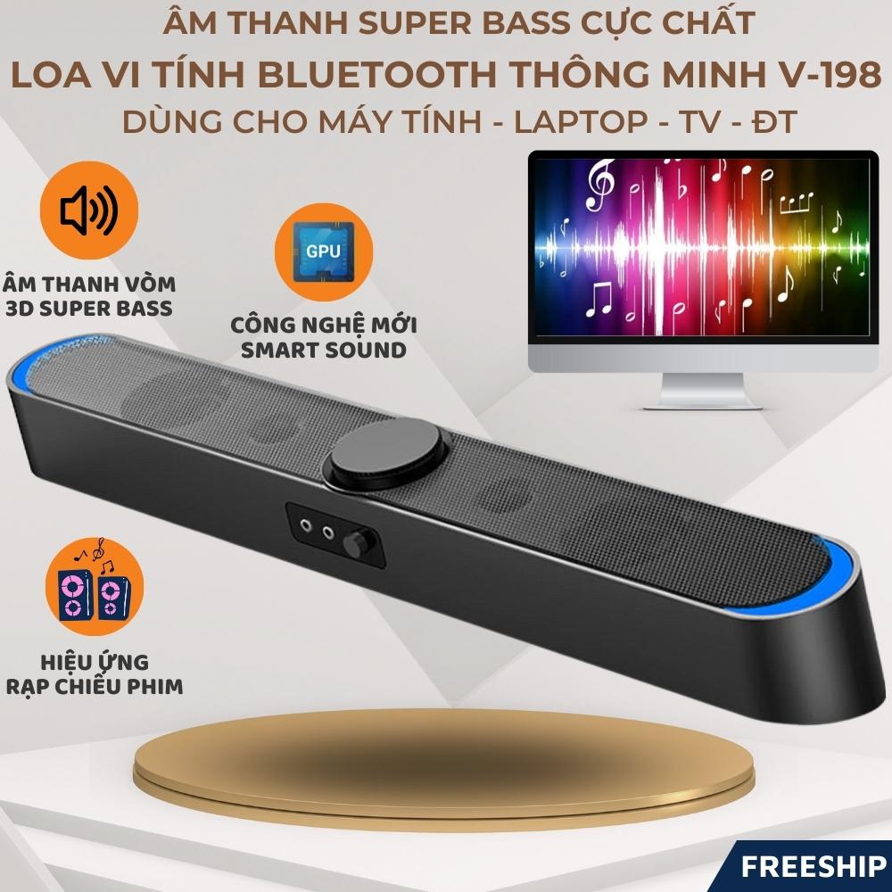 Loa SADA V-198 SUPER BASS 2023 Âm Thanh Vòm 3D Phiên Bản Đặc Biệt Thiết Kế Để Bàn Cực Sang Dùng Cho Máy Tính Vi Tính Laptop PC Tivi Nghe Nhạc Giải Trí Cực Đã