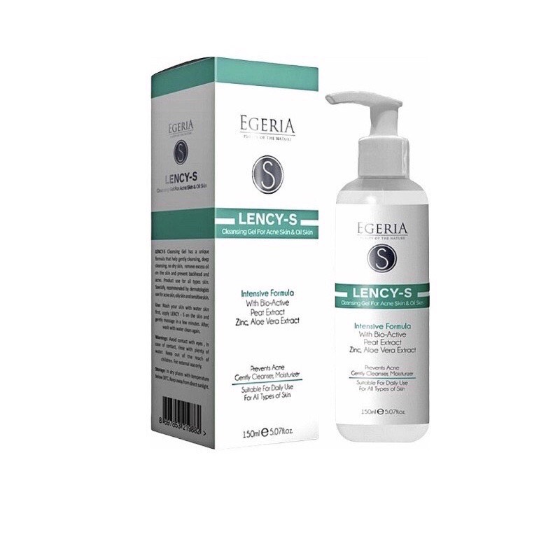 Sữa rửa mặt egeria lency s dưỡng ẩm ngừa mụn cleasing gel for acne skin & oil skin150ml