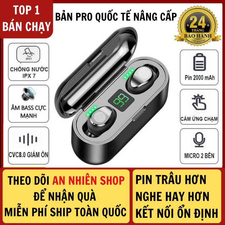Tai Nghe Bluetooth AMOI F9 Phiên Bản Pro Quốc Tế Nút CẢM ỨNG Kén Sạc 2000 Mah Âm Thanh Sắc Nét - Tai Nghe Bluetooth Không Dây Amoi F9 Pin Trâu - Tai Nghe Buetooth pin trâu, âm bass mạnh