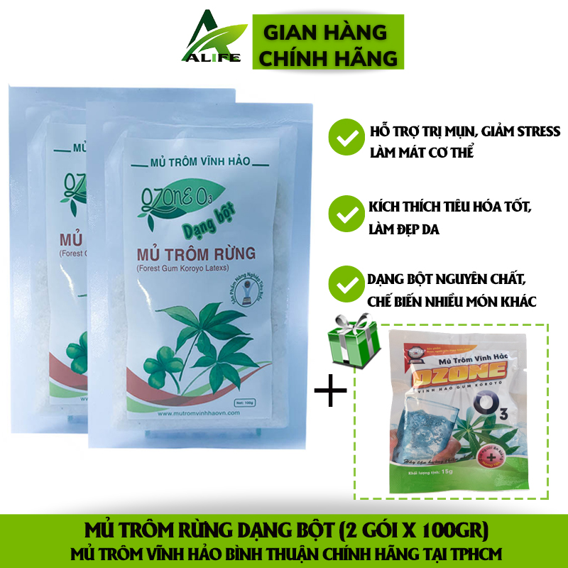 Mủ trôm rừng dạng bột Vĩnh Hảo, mủ trôm rừng dạng bột chính hãng 100gr/gói - Alife