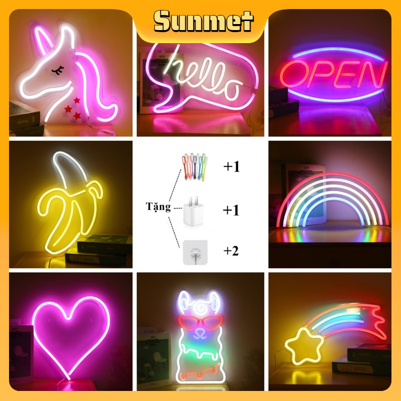 Đèn Neon Trang Trí Đèn LED Nhiều Màu Sắc Kiểu Dáng New Led Bảng Neon Đầy Đủ Các Acrylic Neon Mặt Sau Trong Suốt Sạc Usb Đèn Decor Phòng Ngủ Phòng Khách Quán Tiệm