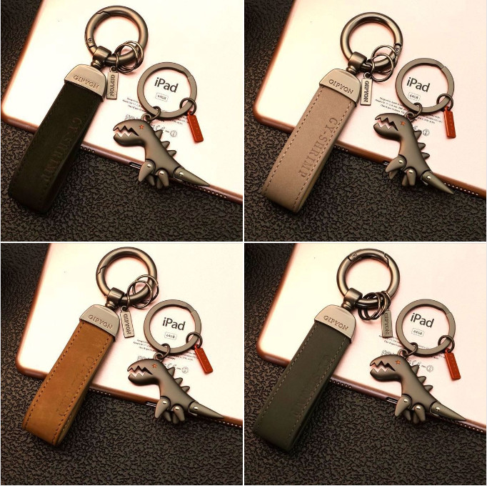 Móc khoá da INOX khủng long khoá smartkey