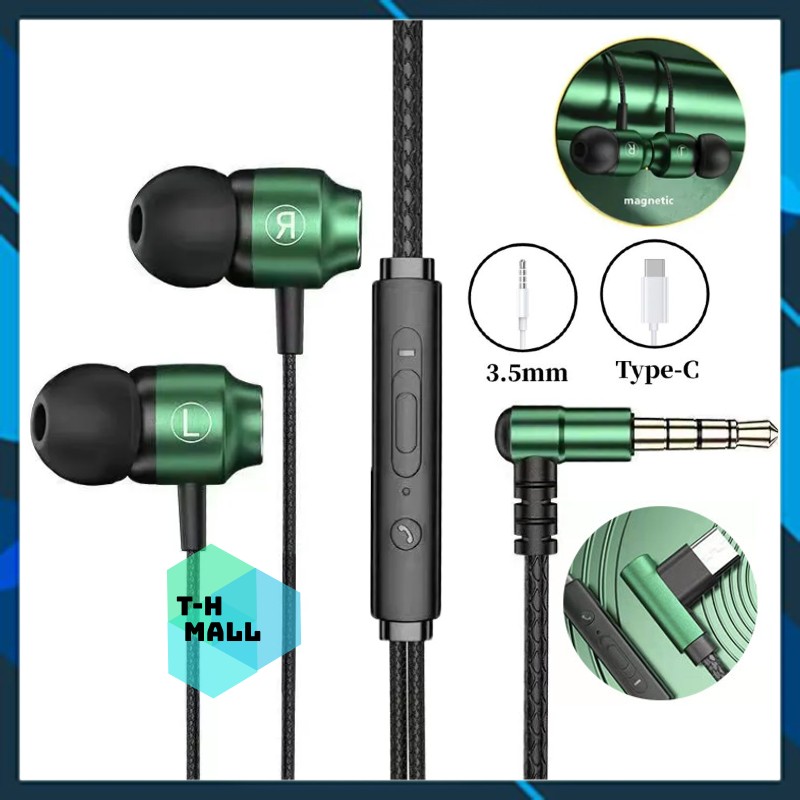 Tai Nghe Có Dây Kim Loại Inear AUX 3.5mm Type C Tai Nghe HIFI Có MIC Dành Cho Điện Thoại PC Laptop Chuyên Game