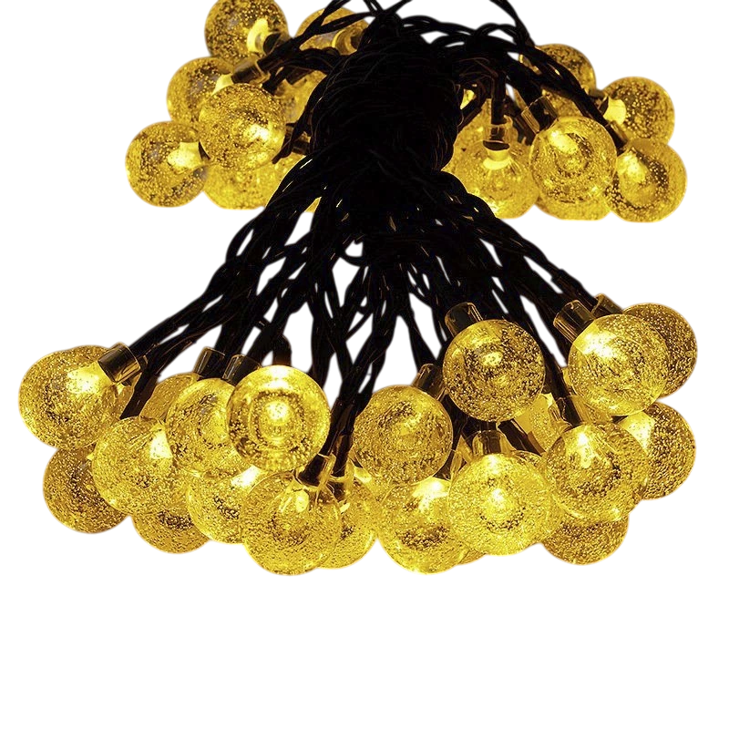 Dây LED Bi Bọt dài 10M màu vàng RGB từ 32 bóng trang trí noel, đèn led trang trí tết
