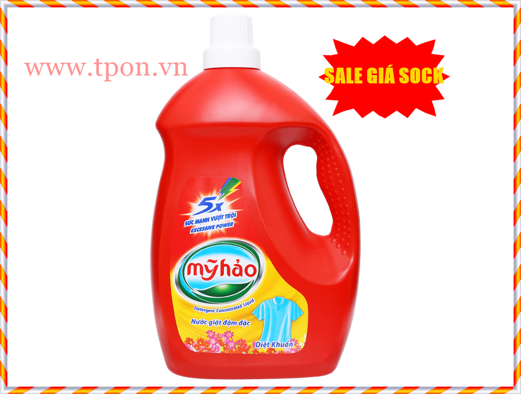 Nước giặt đậm đặc 5x mỹ hảo 3.8kg dùng cho giặt tay nước giặt máy cửa trên