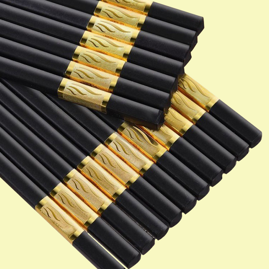 Đũa ăn cơm cao cấp mạ vàng bằng nhựa kháng khuẩn khảm vàng hàn quốc dài 27cm