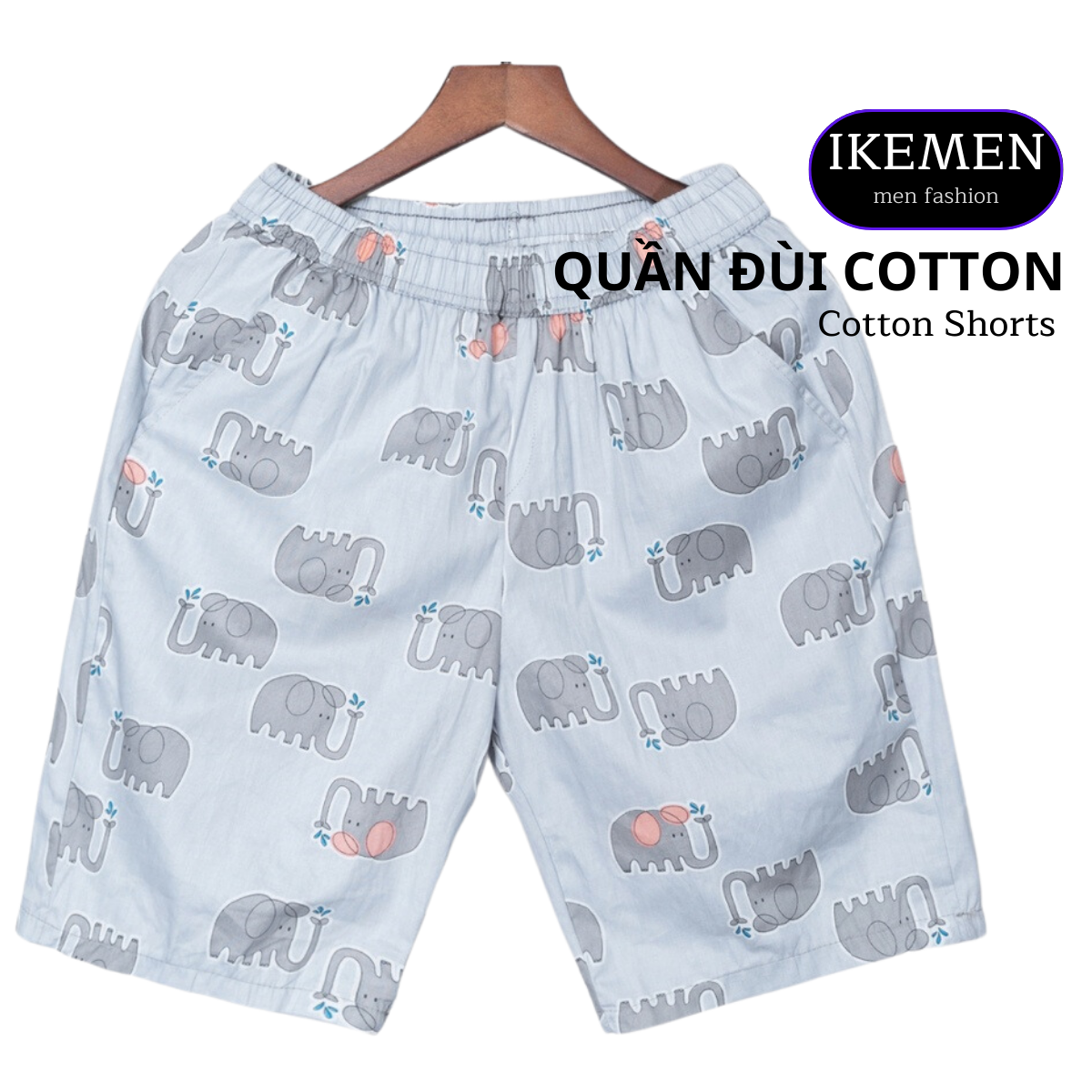 Quần đùi nam IKEMEN chất cartoon, quần short nam đi biển co giãn tốt (SDB59)