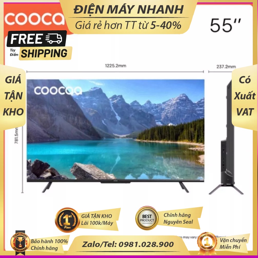 Google Tivi Coocaa 4K 55 Inch - Model 55V6 - Miễn phí lắp đặt ( sale ) Miễn phí giao hàng . MIỄN PHÍ LẮP ĐẶT HN , HCM