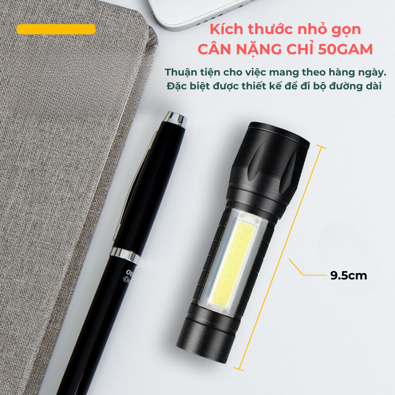 Đèn pin mini sáng cao cấp có zoom xa gần ,có thể sạc được, đèn pin mini led siêu sáng - a511