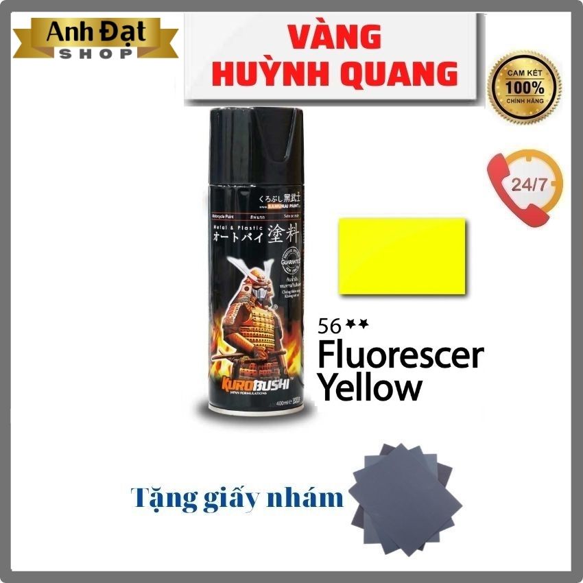 [SƠN SAMURAI] Màu vàng chanh huỳnh quang 56**, có khả năng kháng xăng (A92, A95), chống nứt nẻ 400ml - Anh Đạt Shop