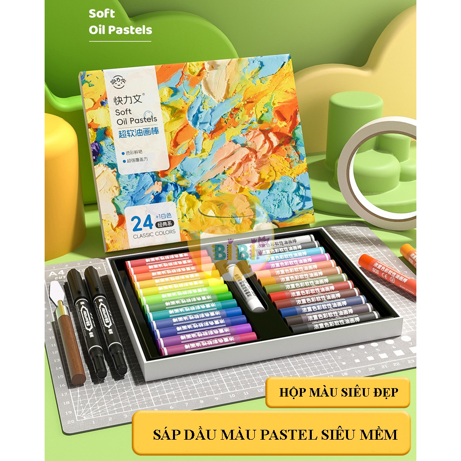 Bút Sáp Dầu Pastel Cao Cấp Siêu Mịn - 50 Màu - Bút Sáp Dầu Màu Chuyên Nghiệp Gam Màu Cổ Điển Pastel