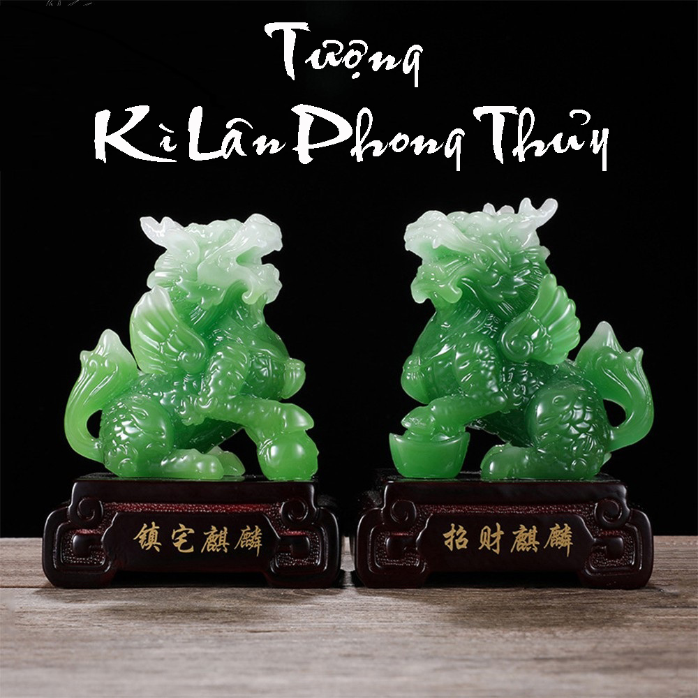 Tượng kì lân vật phẩm phong thủy, tượng kì lân giả ngọc, tượng tì hưu trang trí Decor Việt