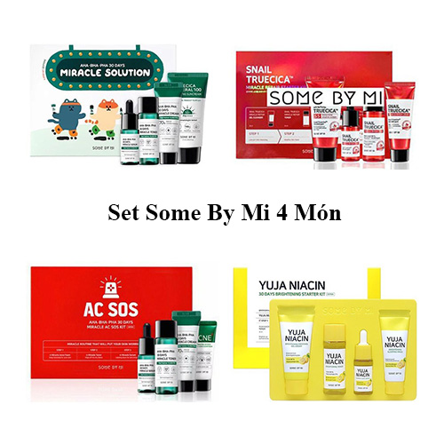 Set 4 món some by mi yuja niacin + ac sos + snail truecica + aha-bha-pha 30days