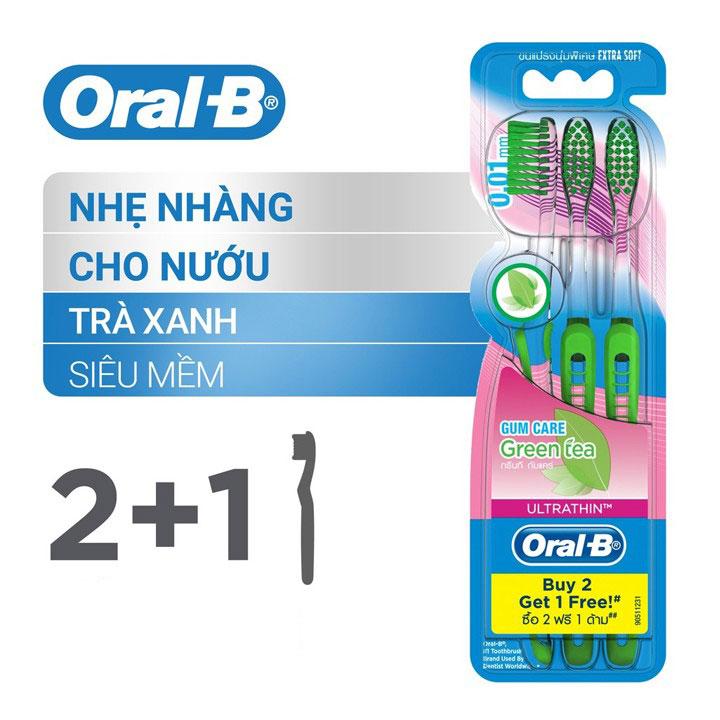 Bộ 3 bàn chải đánh răng Oral-B Trà xanh Lông tơ siêu mềm
