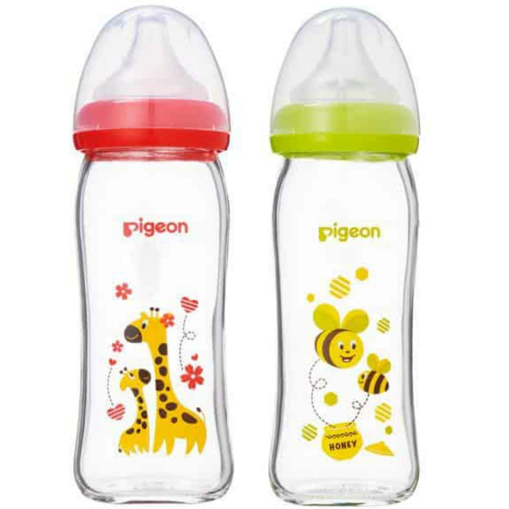 Bình sữa thủy tinh cổ rộng Pigeon Plus 240ml