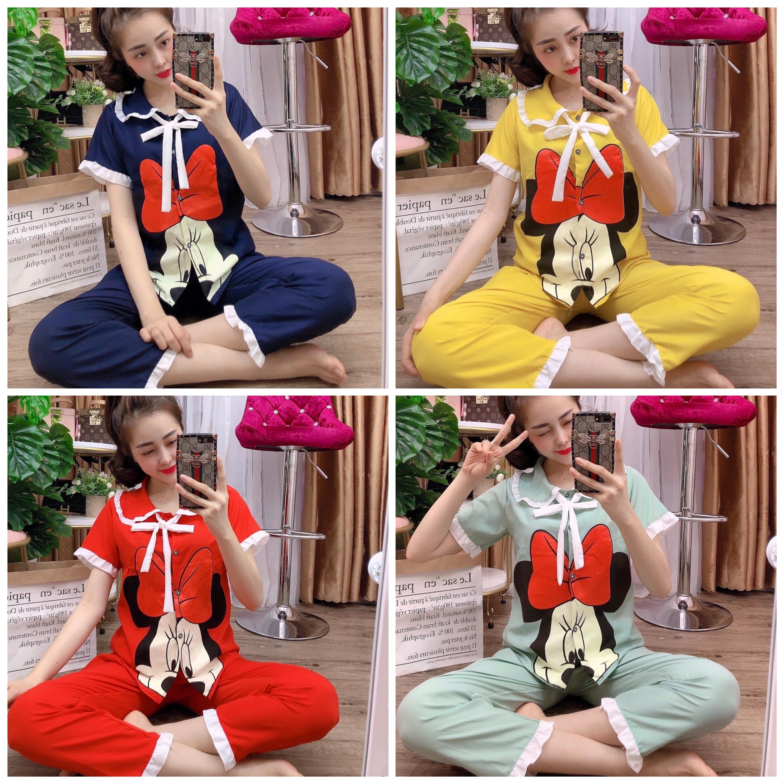Đồ bộ mickey nữ tnqd kate lụa dưới 55kg