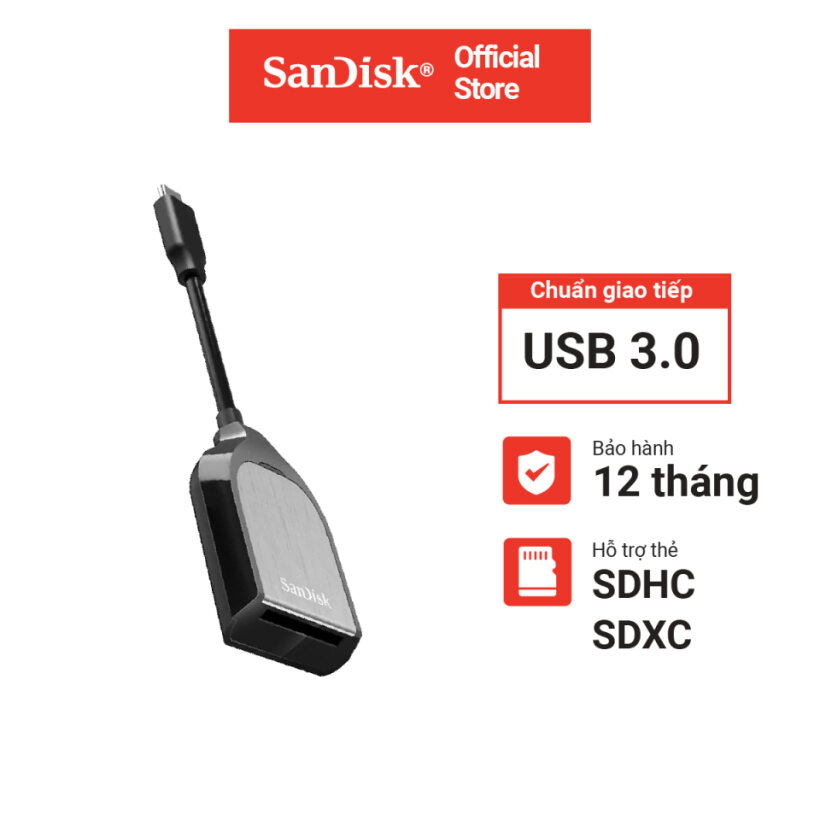 Đầu đọc thẻ nhớ sd otg sandisk uhs-ii extreme pro usb type-c 3.0 sddr-409-g46