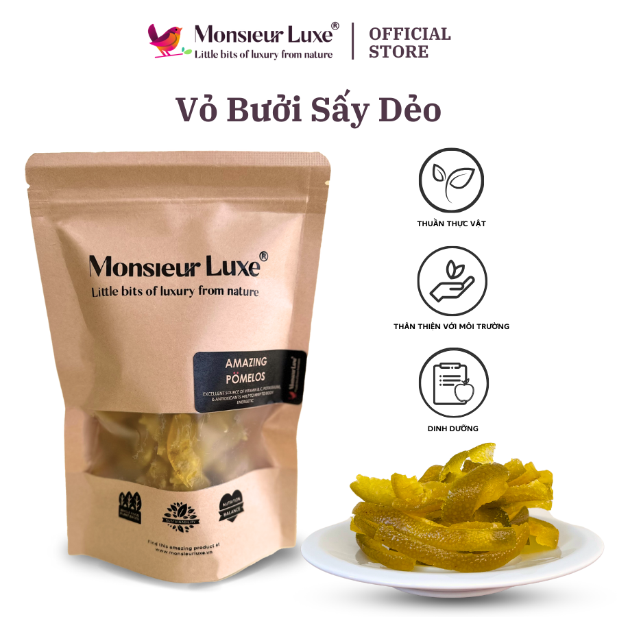 Vỏ bưởi sấy dẻo monsieur luxe - dried pomelo peels