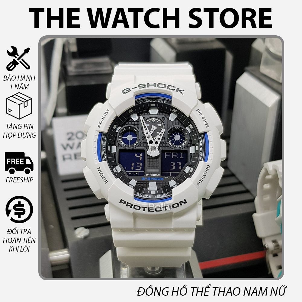 Đồng hồ Gshock Nam GA-100B-7A Trắng Cao Cấp - ĐỒNG HỒ KIM-SỐ TIÊU CHUẨN