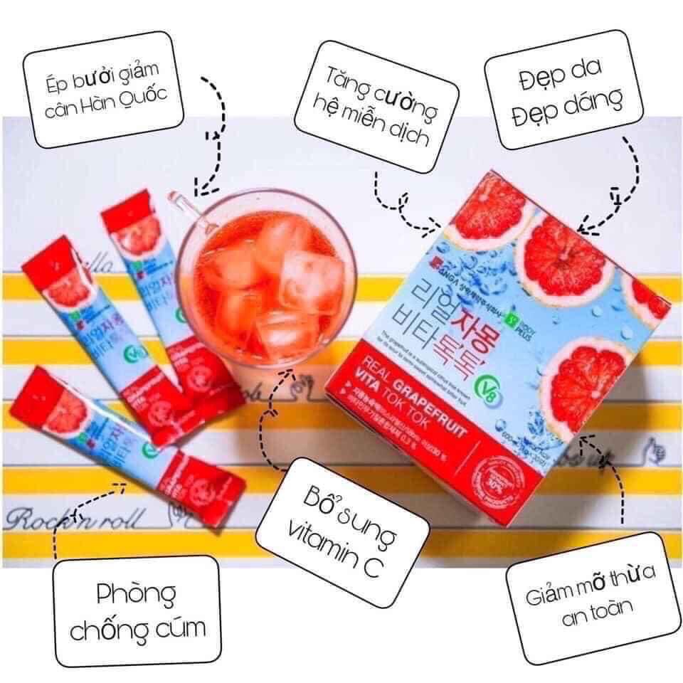 Nước ép bưởi đỏ sanga real grapefruit vita tok tok 30 gói x 20gr