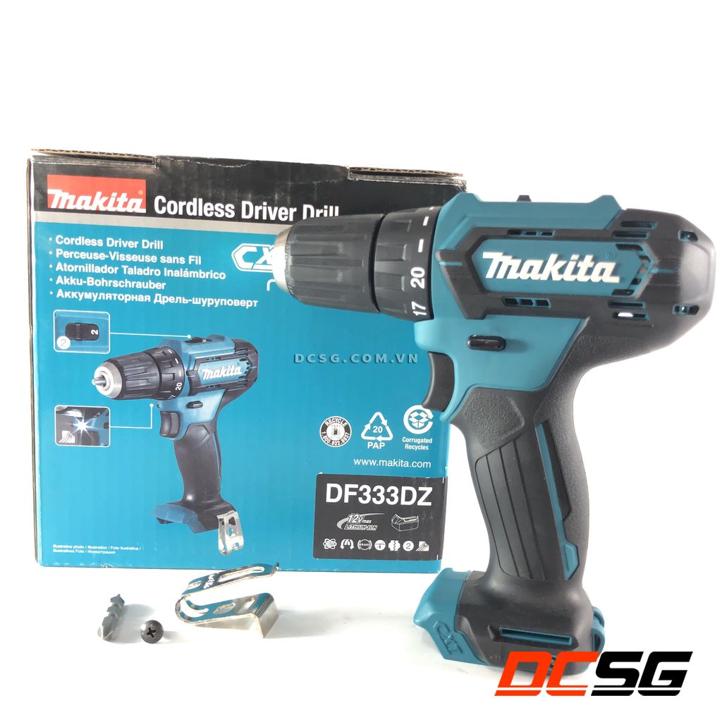 Máy khoan, vặn vít 10/21mm dùng pin 12vmax makita df333dz