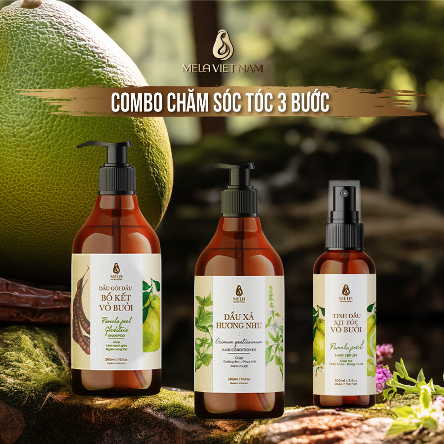 Bộ sản phẩm chăm sóc tóc toàn diện mela nuôi dưỡng chắc khoẻ mềm mượt ngăn gãy khô tóc - ml22
