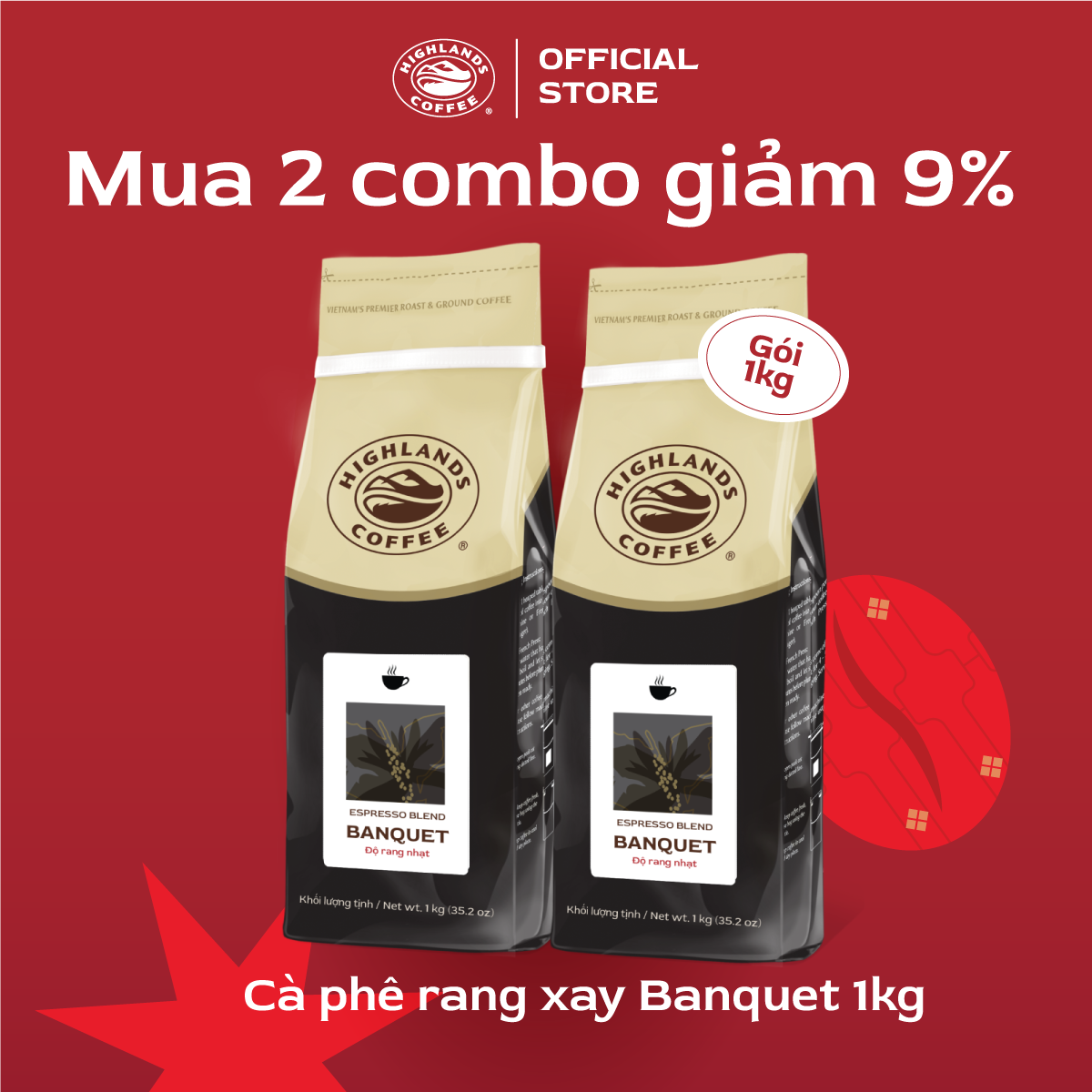    ĐÓN NOEL  Combo 2 túi Cà phê rang xay buổi sáng Highlands Coffee 1Kg. Quà tặng  nếu có  hiển thị tại giỏ hàng vui lòng kiểm tra kĩ. 