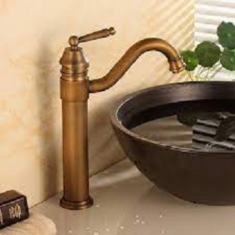 Vòi lavabo điếu đồng giả cổ nóng lạnh 30cm, xoay 360 độ