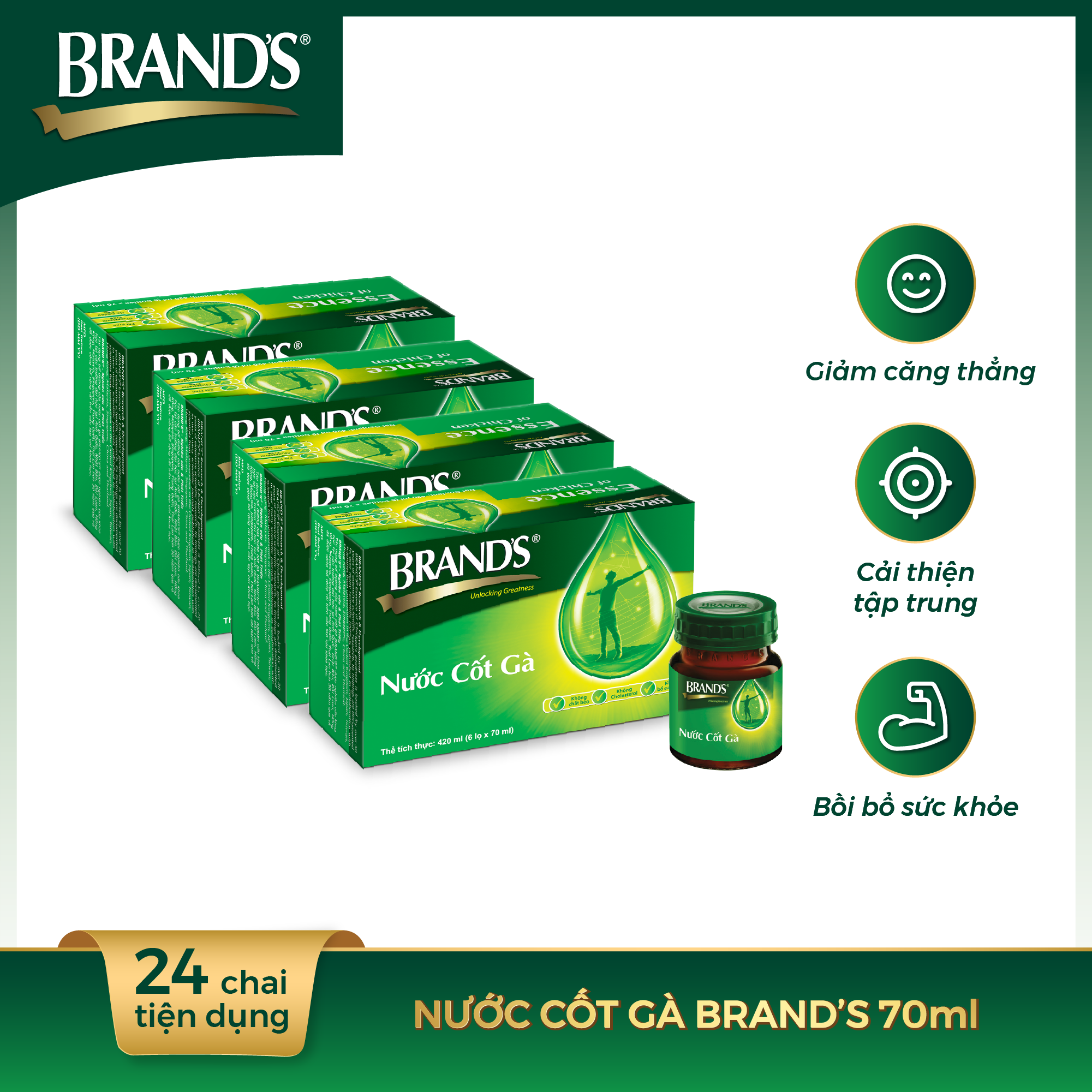 Combo 4 hộp 6 chai nước cốt gà brand's