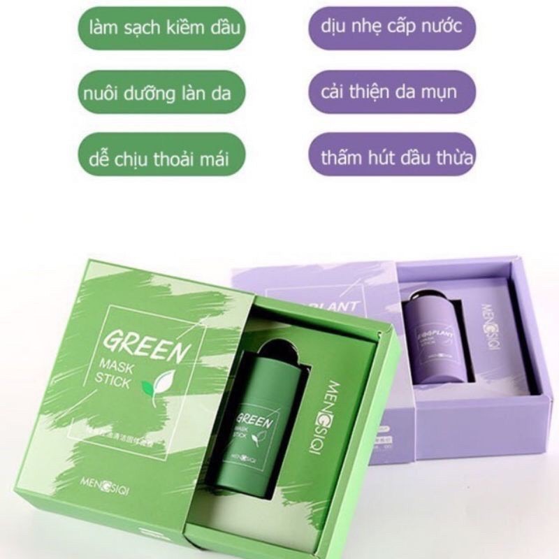 Mặt Nạ Bùn Trà Xanh Dạng Lăn Mengsiqi, Nạ Lăn Trà Xanh dưỡng ẩm da cắng bóng sáng da