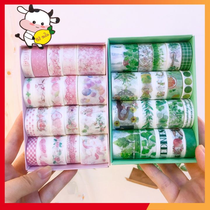 Washi Tape Nhiều Chủ Đề Hộp 20 Cuộn Hoặc 5 Cuộn Từng Loại Băng Dính Giấy Trang Trí Sổ Tay Book Mark Takenote Cổ Trang