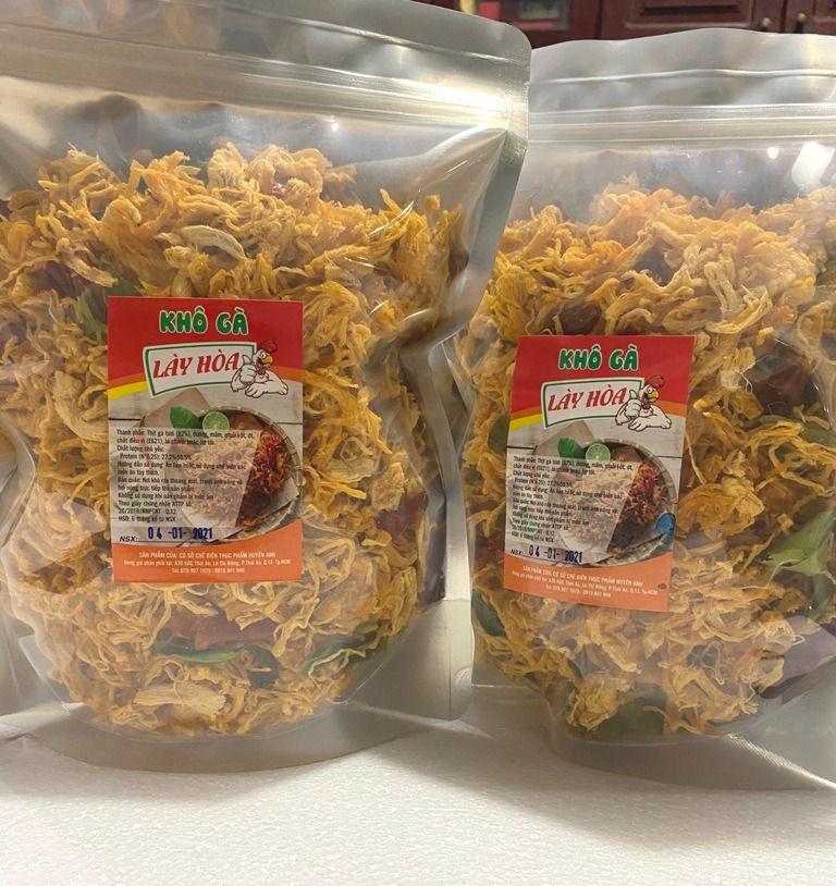 [HCM]1Kg Khô gà lá chanh cay GIÒN VỪA Lày Hòa (2 bịch zip 500g) chế biến từ những nguyên liệu tươi mới đảm bảo vệ sinh an toàn thực phẩm