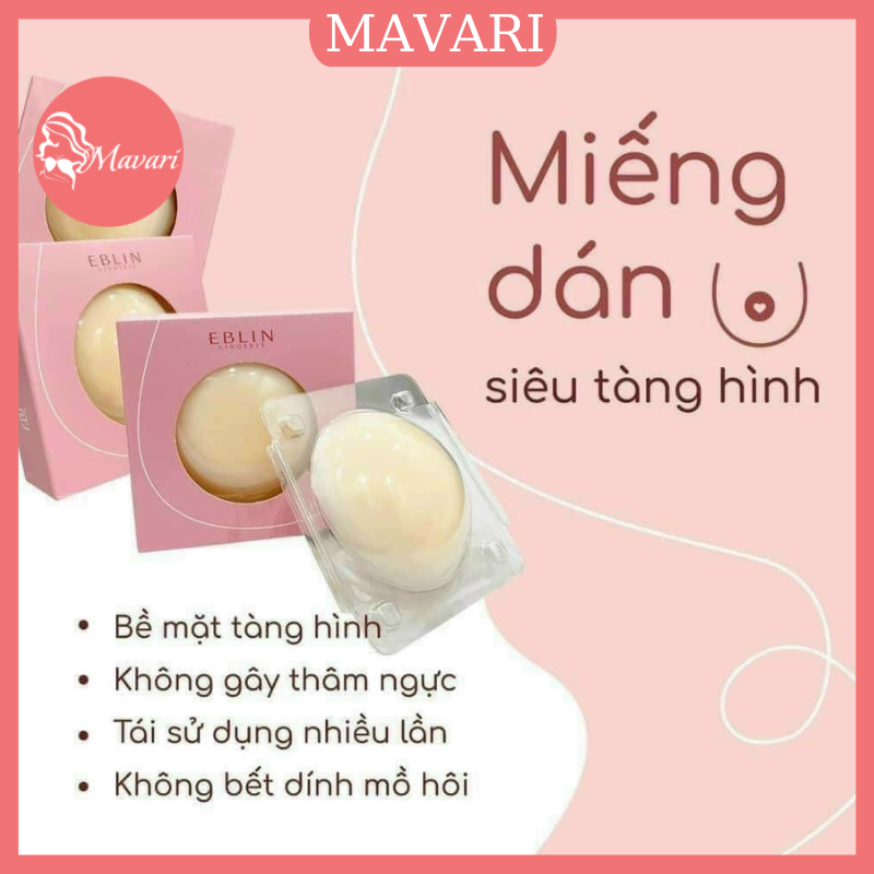Hộp 3 cặp miếng dán ngực tự thân MAVARI - Dán ngực silicon eblin chống nước, siêu dính không lộ D539
