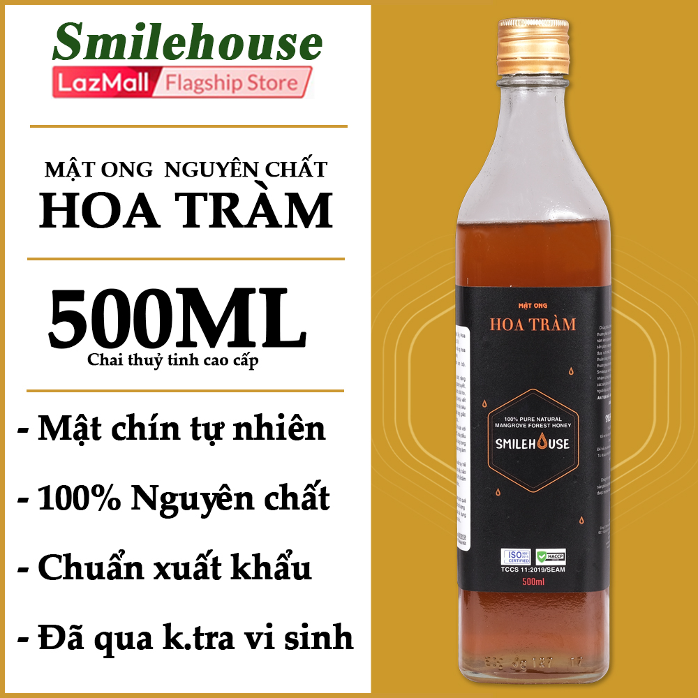 Mật ong nguyên chất hoa tràm Smilehouse 500ml chai thủy tinh, nguyên chất, an toàn, cam kết đúng chất lượng, chăm sóc da, chăm sóc sức khỏe, siêu tiết kiệm.