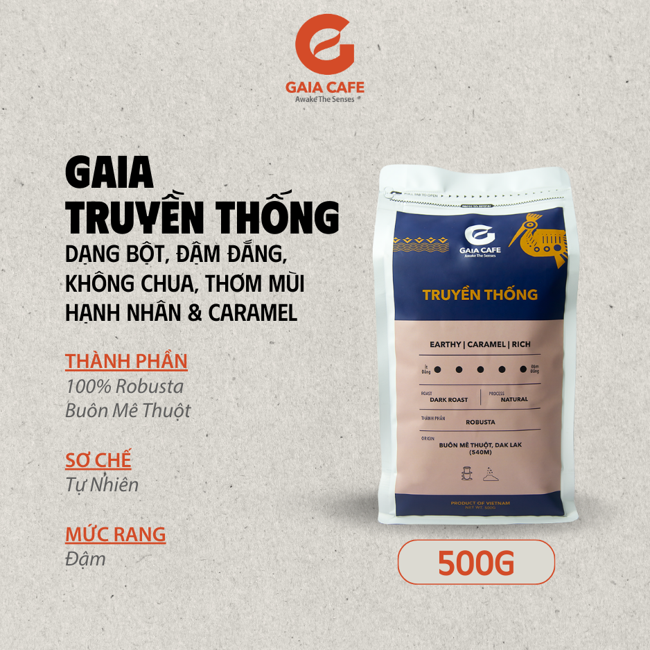 Cà phê phin truyền thống gaia cafe | cafe robusta 100% rang xay nguyên chất