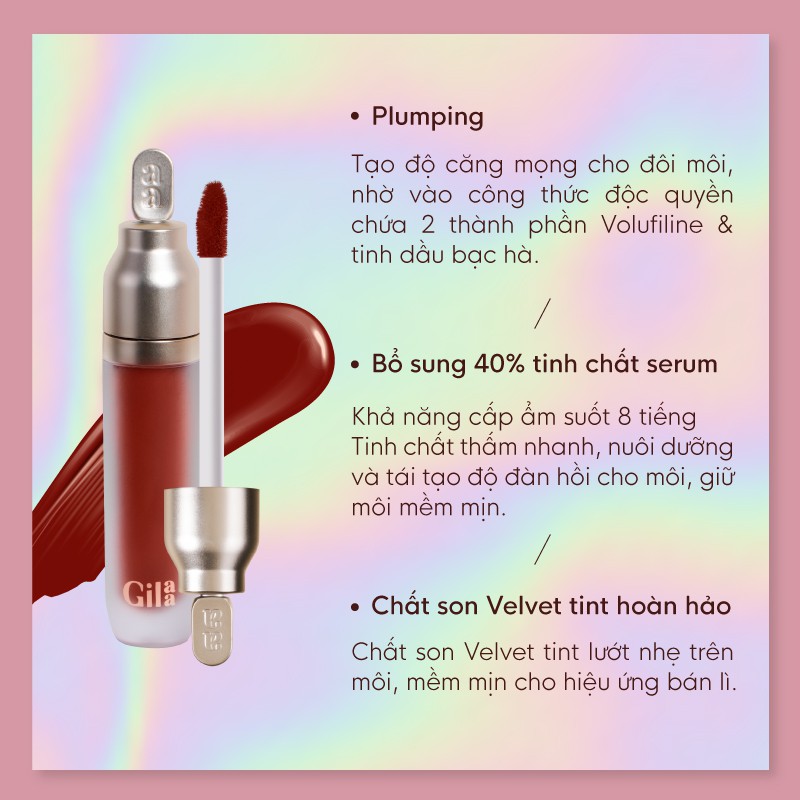 Son Kem Lì Gilaa Plumping Lip Serum Phiên bản Velvet Tint Hoàn Hảo - HONGS BEAUTY