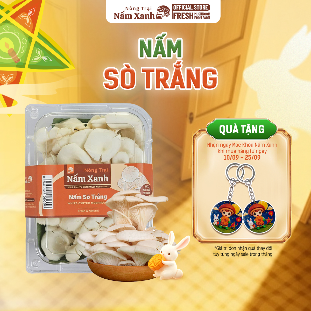 [HCM] Nấm Sò Trắng Tươi Ngon - Nông Trại Nấm Xanh