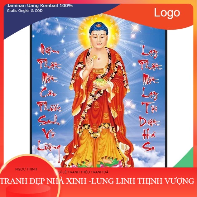 Tranh đính đá phật a di đà . kích thước: 72cm x 50cm