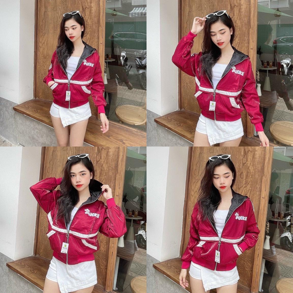 Áo khoác nữ form dài thêu Mickey sang chảnh hàng vnxk cao cấp