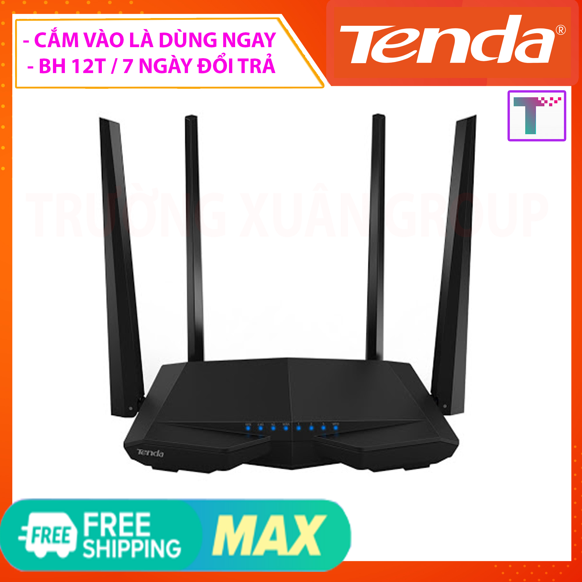 Bộ phát wifi Tenda AC6 4 râu băng tần kép chuẩn AC1200 Mbps sóng xuyên tường, Modem wifi tenda ac6,