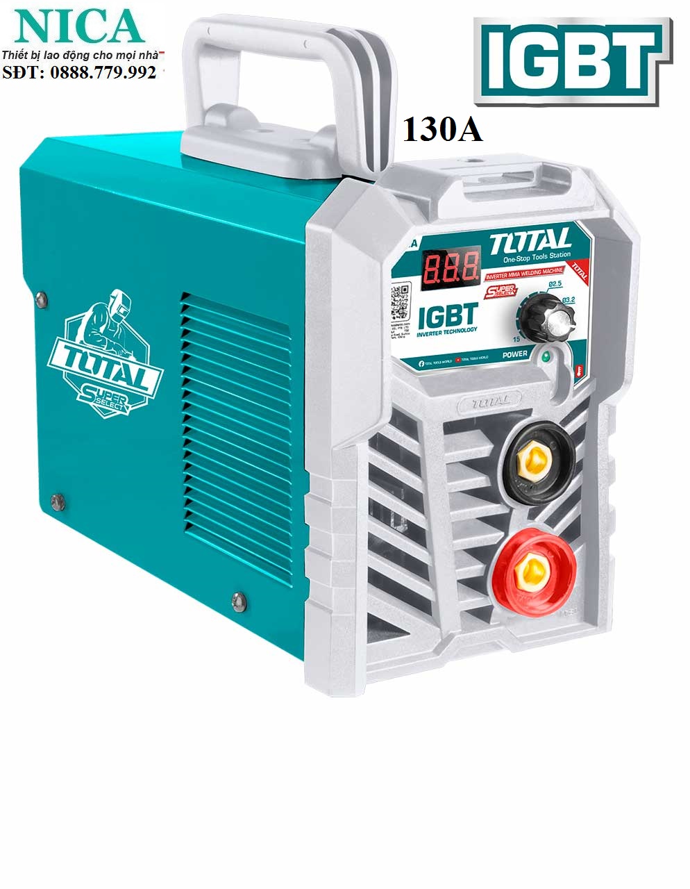 Máy hàn que 130a inverter total tw21302 đường kính que hàn 1.6-3.2mm, chống dính, khởi động nóng, lực hồ quang