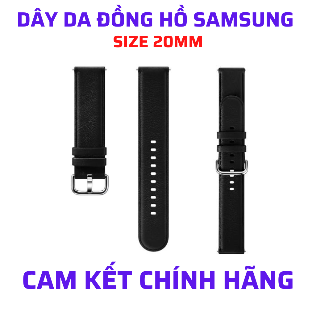 Dây da Samsung Galaxy Watch Active 2 size 20mm dùng cho tất cả các dòng đồng hồ samsung watch 3/4/5 chính hãng