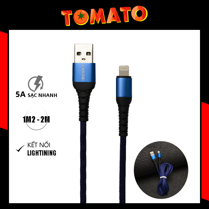 Dây Sạc IPhone IBESKY LS32 X14 5A Cáp Sạc IPhone 5A Cho IPhone/IPAD Chính Hãng Bảo Hành 6 Tháng - Phụ Kiện Tomato
