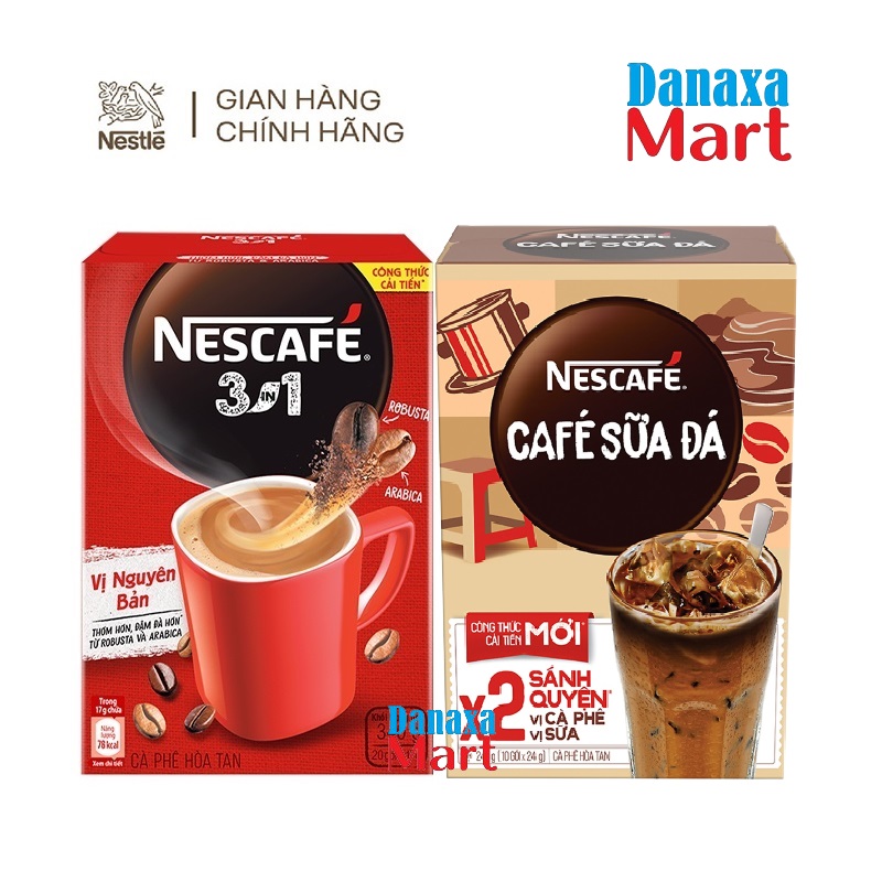 Combo 2 Hộp Cà phê hòa tan Nescafé 3in1 công thức cải tiến vị Nguyên bản Và Cà phê Sữa đá