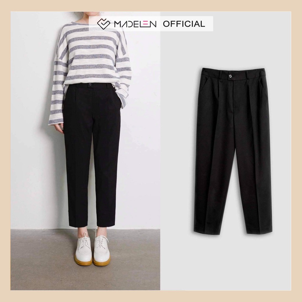 Quần baggy basic nữ MADELEN màu đen dáng mới phong cách công sở