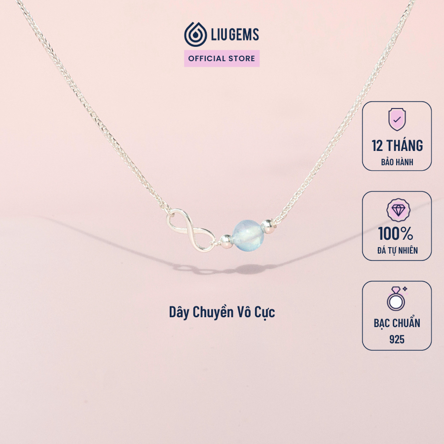 Dây chuyền bạc nữ 925 liugems vô cực đá tự nhiên cá tính, độc đáo, thời trang dc29