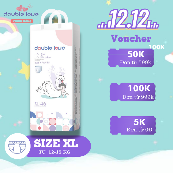 Bỉm quần double love size xxl 44 miếng